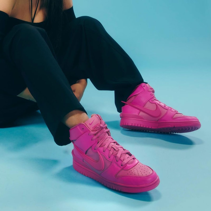 ambush nike dunk high cosmic fuchsia lethal pink yoon ahn close-up on-foot look
