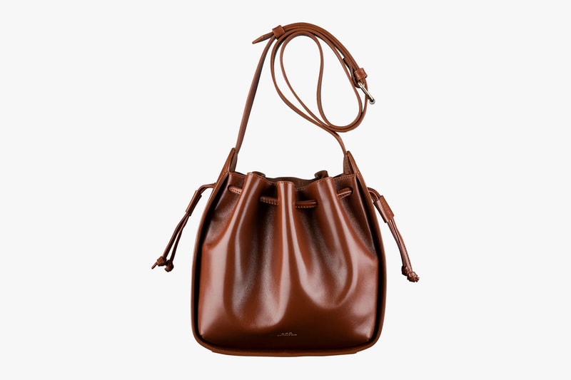 apc courtney bucket handbag chestnut brown official look