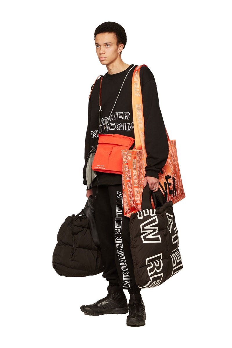 atelier new regime montreal brand fall winter lookbook logo black sweats tote bags