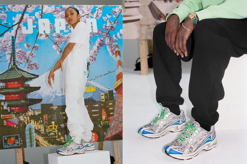 awake ny asics gel preleus collaboration sneakers silver neon green blue shoes footwear sneakerhead