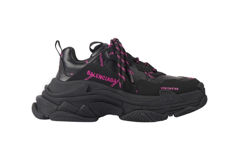 balenciaga triple s sneakers allover logo black pink sneakerhead footwear designer shoes