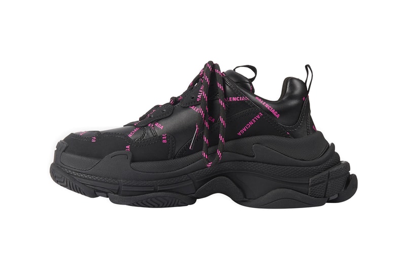 balenciaga triple s sneakers allover logo black pink sneakerhead footwear designer shoes
