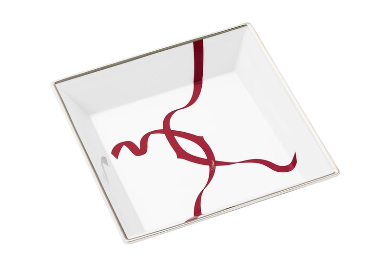 cartier luxury home objects decor collection holiday christmas porcelain trinket tray entrelaces
