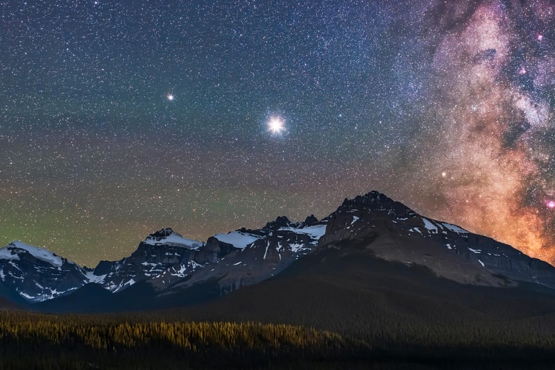 Jupiter Saturn Milky Way Saskatchewan River Canada 2020