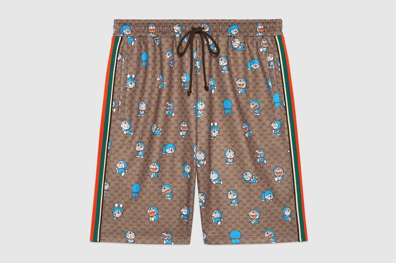 gucci doraemon capsule collaboration collection gg monogram shorts