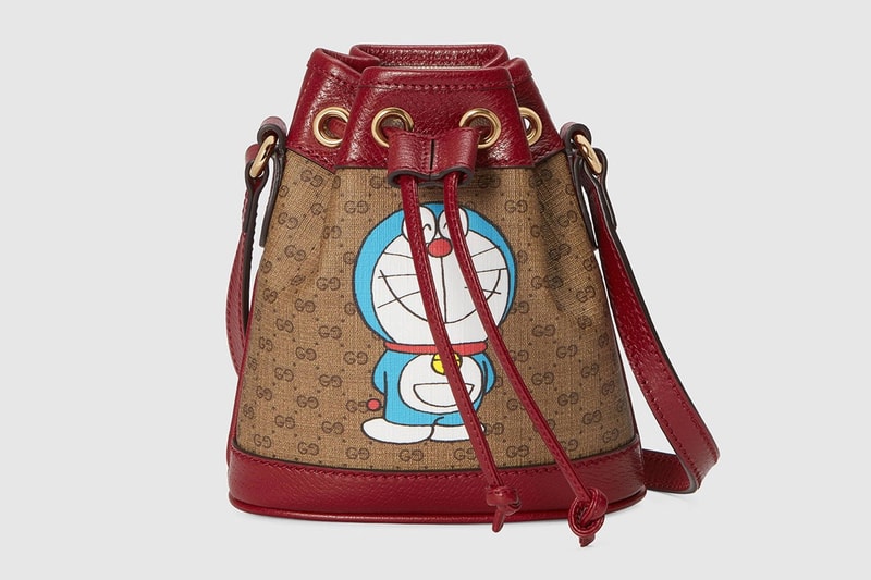 gucci doraemon capsule collaboration collection gg monogram bucket bag