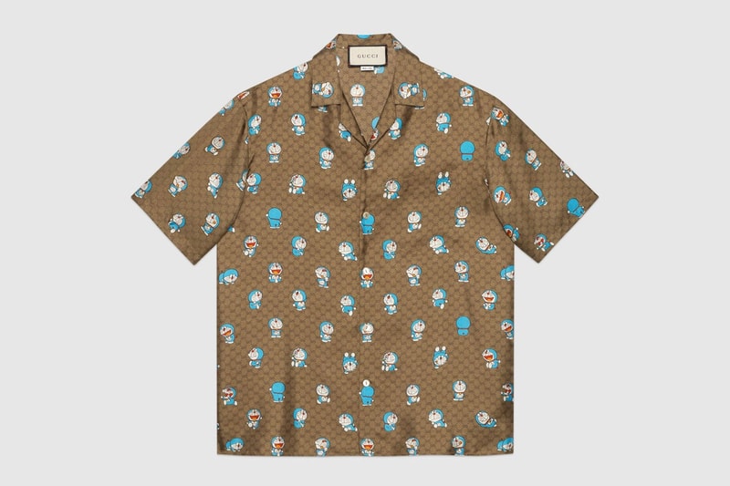 gucci doraemon capsule collaboration collection gg monogram short sleeved shirt