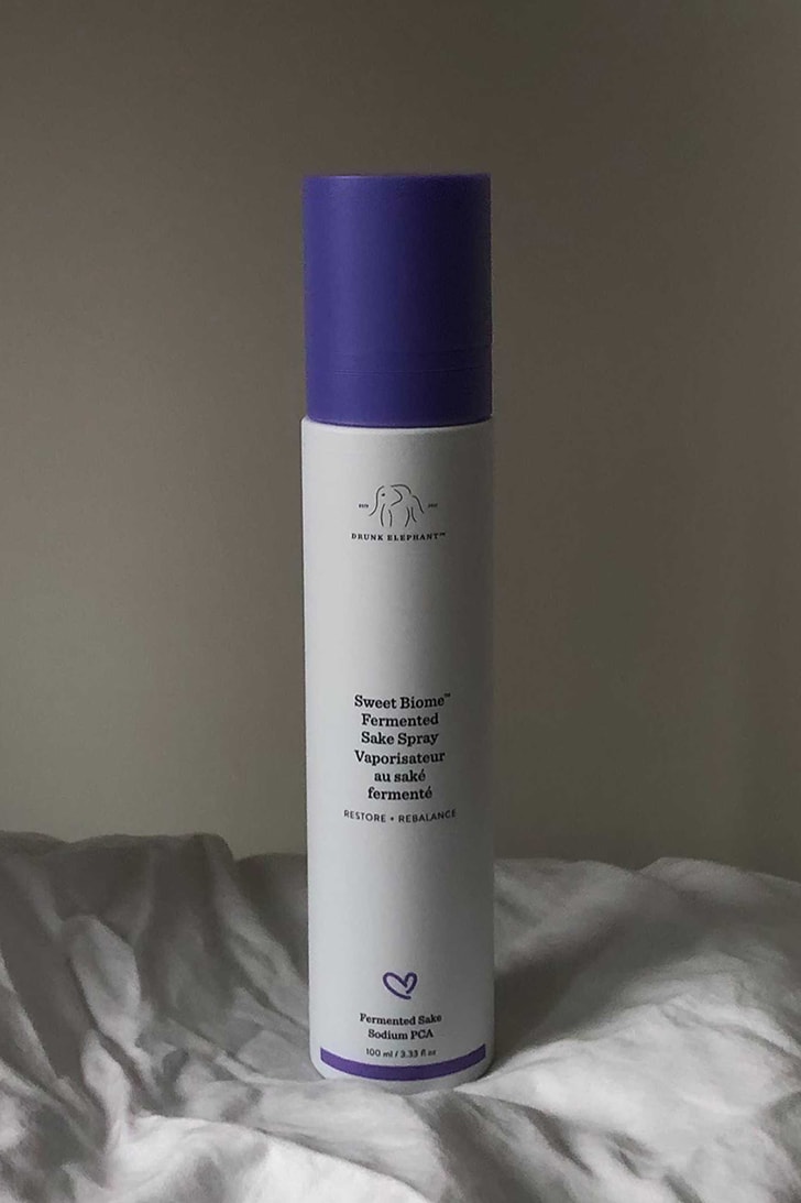 drunk elephant sweet biome fermented sake spray purple white bottle clean beauty review