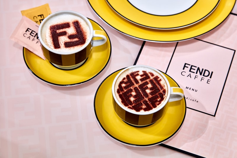Fendi Opens FENDI CAFFE At Selfridges Holiday Theme Collection Exclusive Pop-up space coffee drinks menu logo branded instagram 
