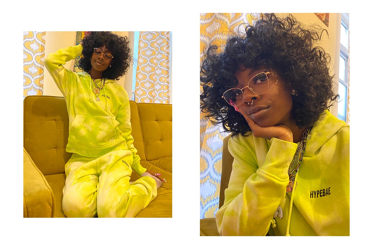 Foot Locker Taylor Coward Chloe Pultar Foot Locker Canada Darina Agasaro Footaction Kyla McMillian Champs Cleopatra Lee green sweatsuit fleece sweatshirt t-shirt long short sleeve set holiday gifts streetwear fashion