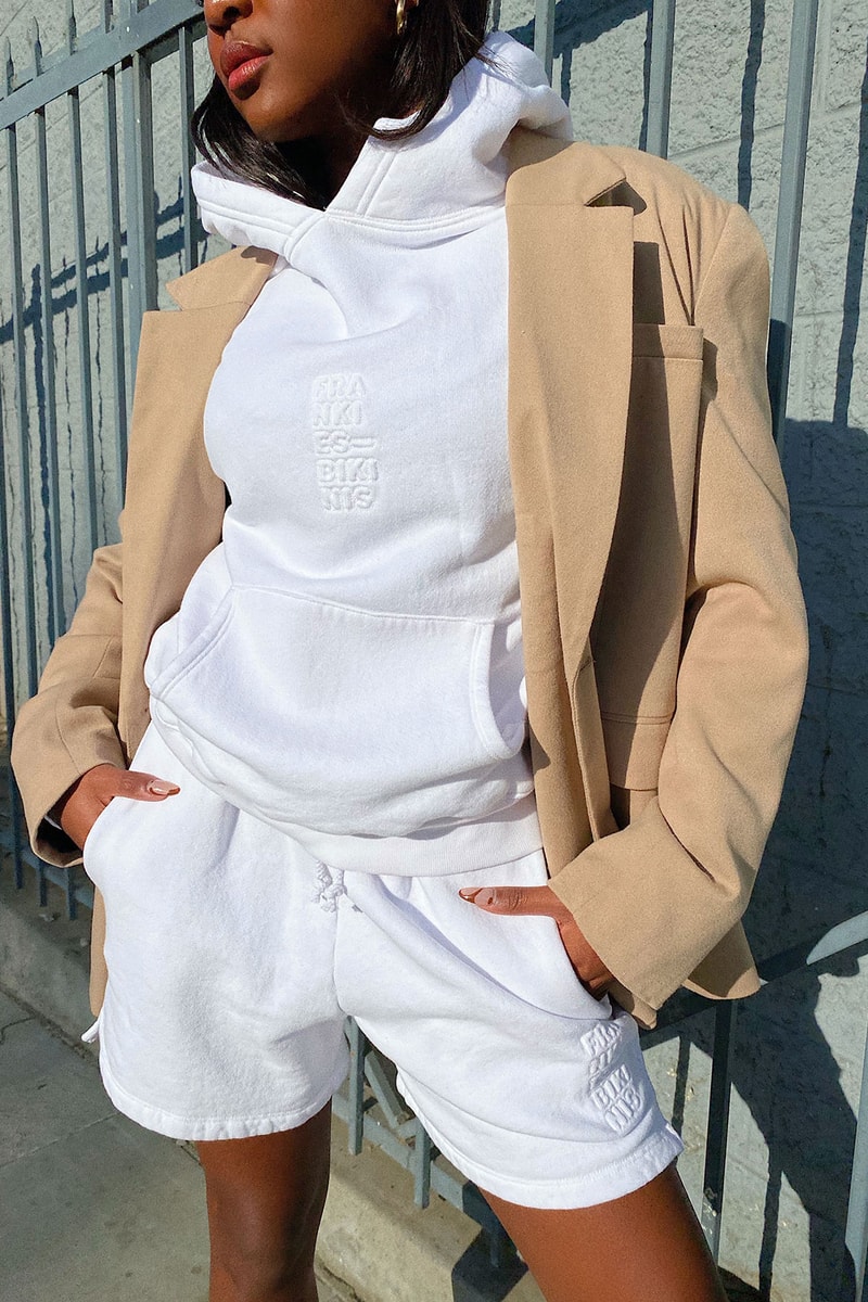 frankies bikinis basics essentials winter loungewear minimal hoodies sweats shorts black white release 