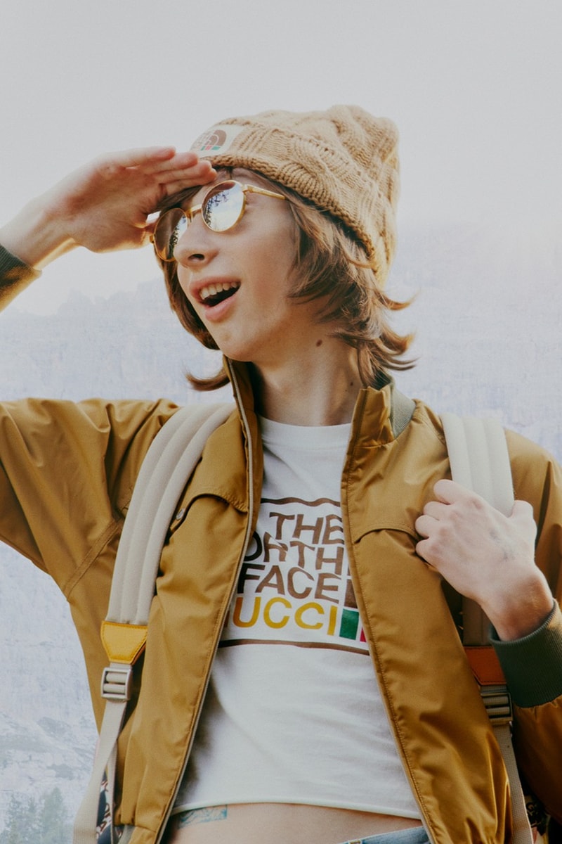 Gucci x The North Face Collaboration Collection Outerwear Label Campaign Where to Buy Release Date Tent Hiking Boots Jackets ECONYL