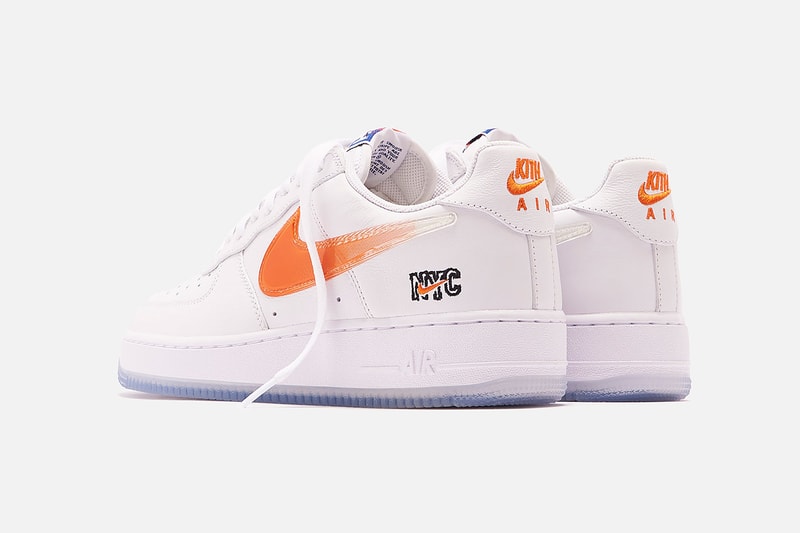 kith nike collaboration air force 1 low nyc sneakers white orange blue colorway ronnie fieg footwear shoes sneakerhead