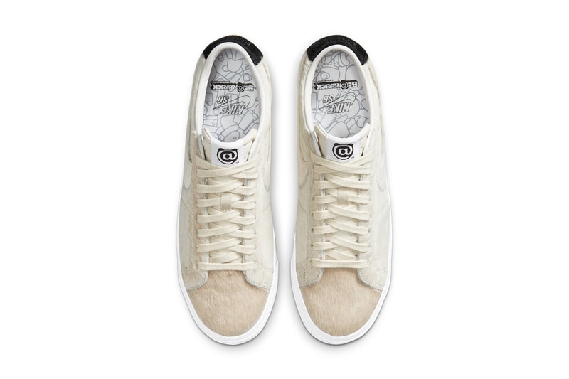 medicom toy nike sb blazer low bearbrick fuzzy pony hair fur collaboration release info