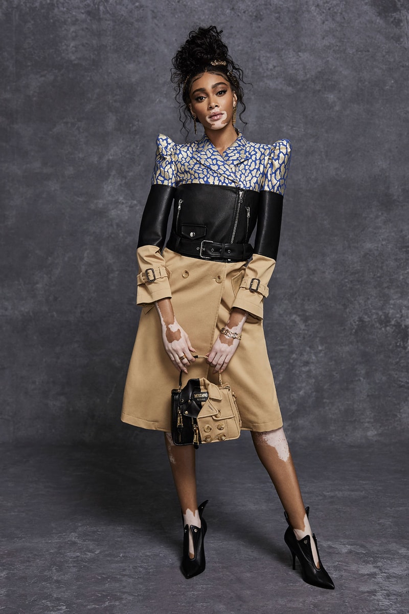 moschino pre fall 2021 womenswear collection lookbook jeremy scott winnie harlow sweatsuit dresses designer bag