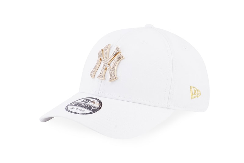 new era rhinestone collection 9forty hats caps new york yankees white gold accessories