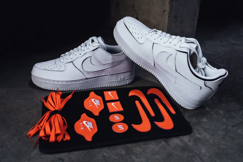 nike air force 1/1 customizable sneakers velcro overlays cosmic clay white black orange release info