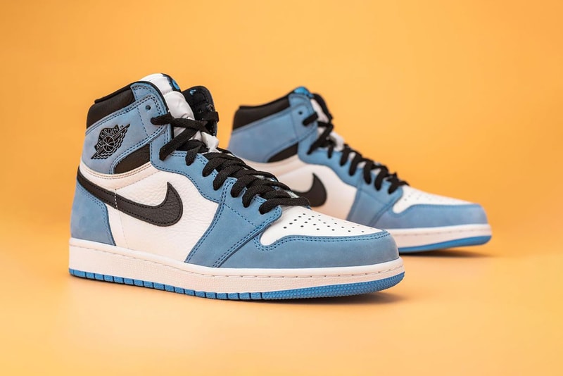 nike air jordan 1 sneakers university blue white black colorway sneakerhead shoes footwear