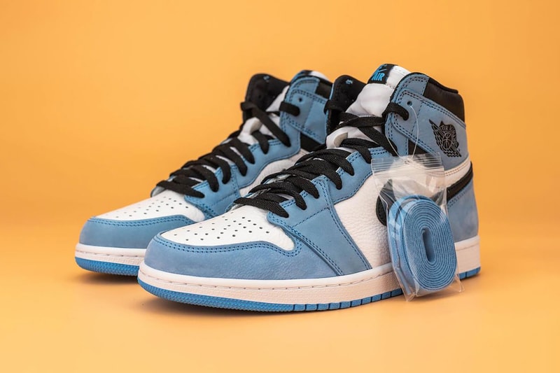 nike air jordan 1 sneakers university blue white black colorway sneakerhead shoes footwear
