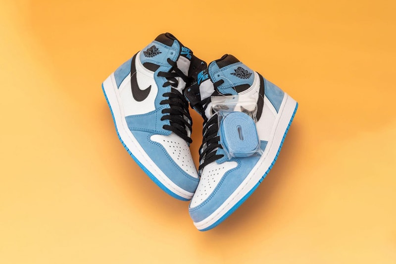 nike air jordan 1 sneakers university blue white black colorway sneakerhead shoes footwear