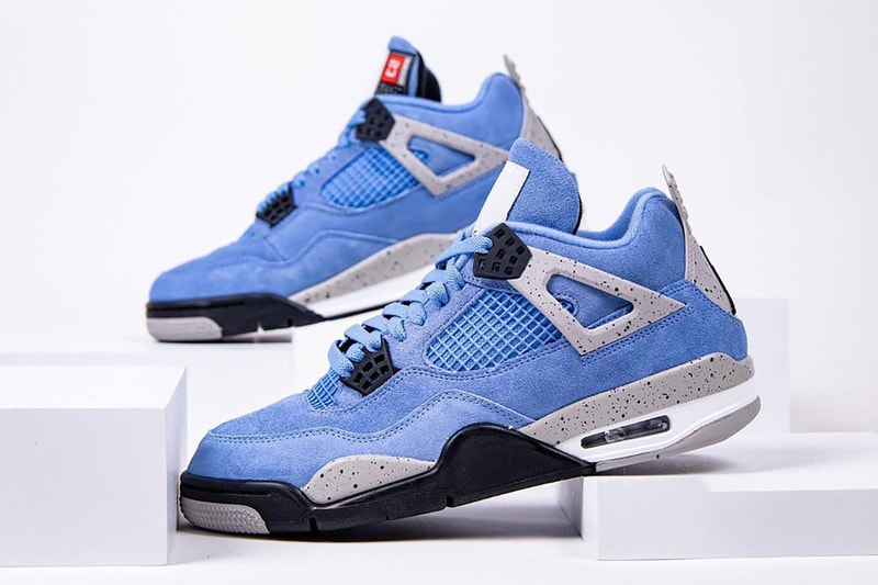 nike air jordan 4 sneakers university blue white colorway shoes footwear sneakerhead