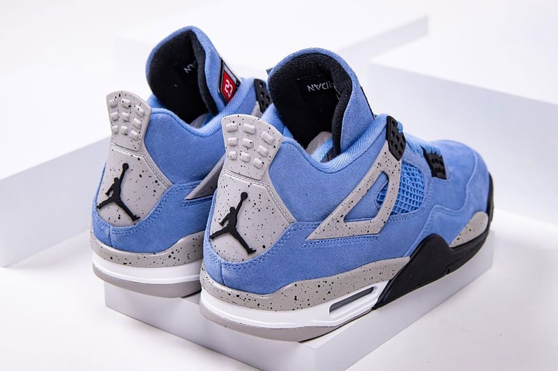 nike air jordan 4 sneakers university blue white colorway shoes footwear sneakerhead