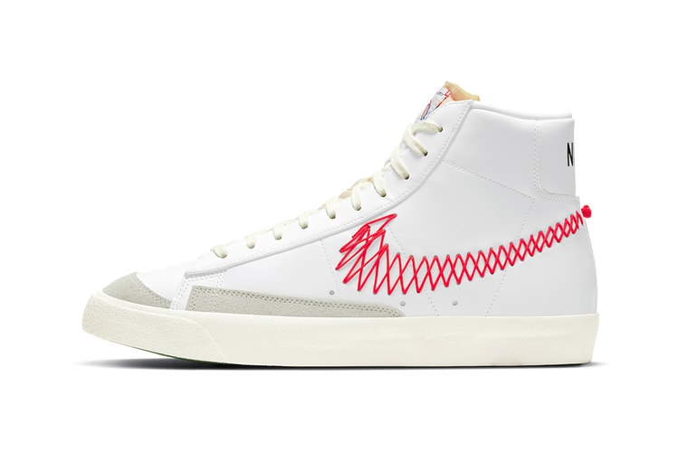 Nike Blazer Mid'77 Vintage Receives Zig-Zag Stitches in "Bright Crimson"