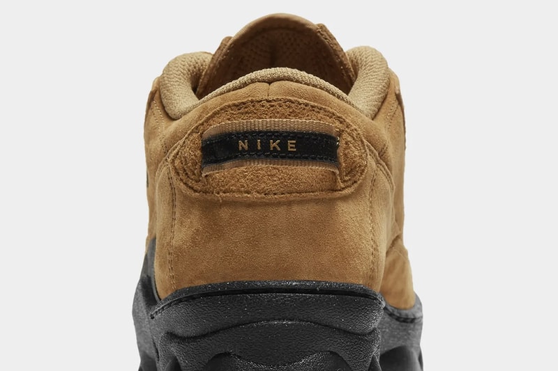 nike womens lahar low boots hiking shoes suede tan wheat brown back rear heels