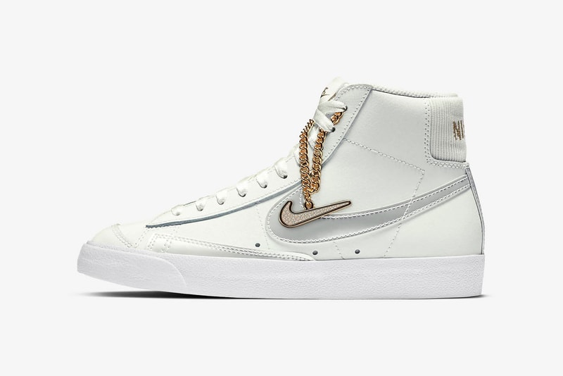 nikes blazer mid 77 air max 90 sneakers white silver gold chain colorway footwear shoes sneakerhead