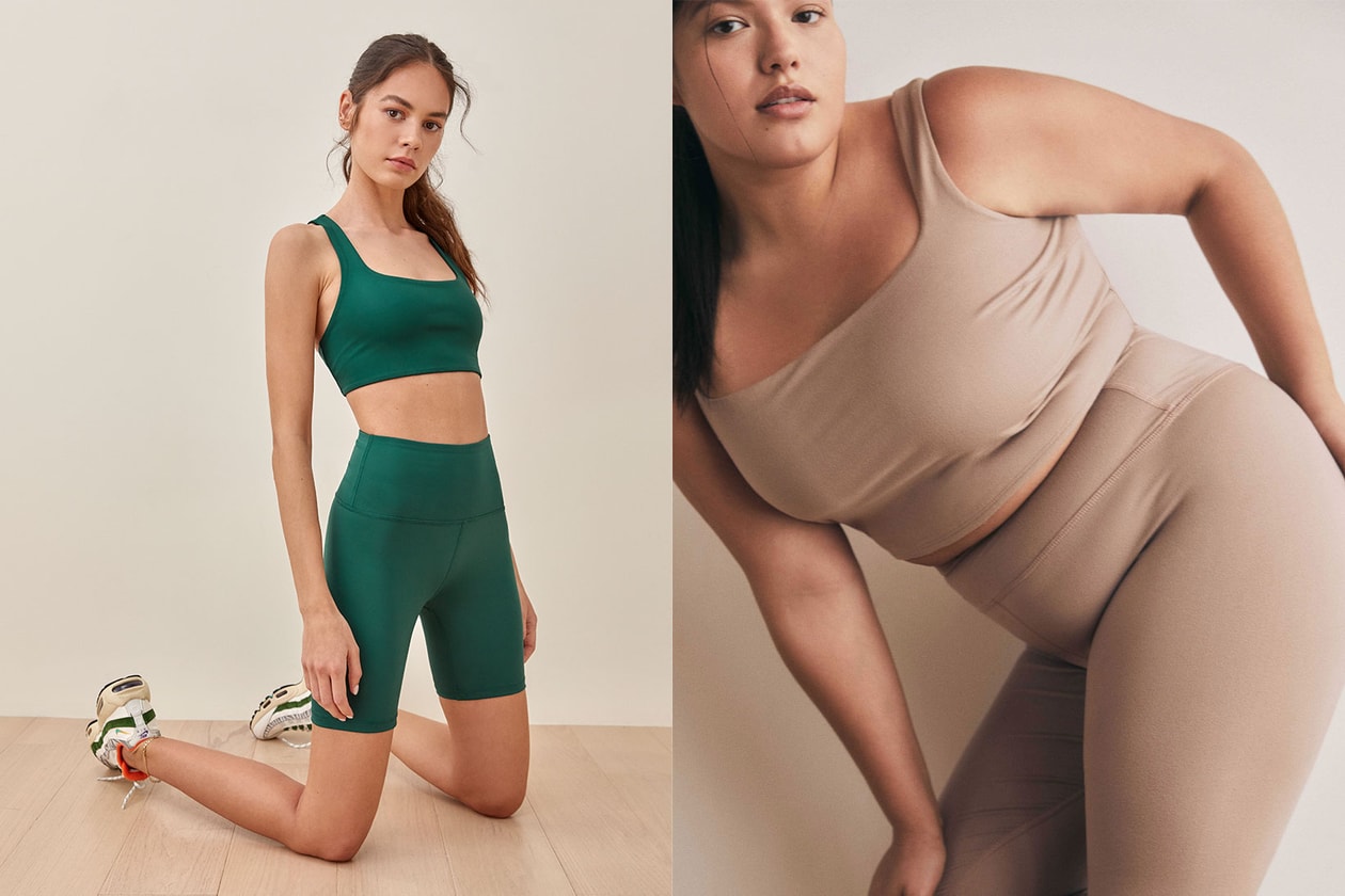 reformation ref activewear sustainable sports bras cropped tops bike shorts leggings