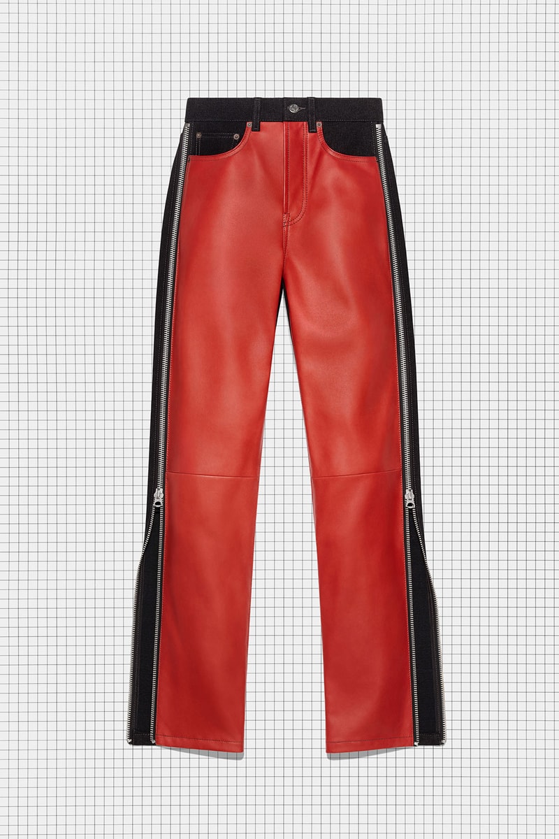 acne studios repurposed collection season 2 drop sustainable red black leather denim jeans