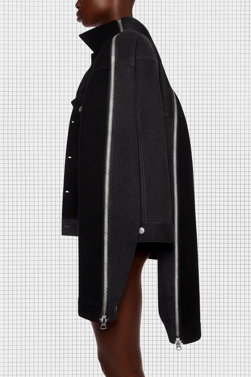 acne studios repurposed collection season 2 drop oversized black denim panel jacket details zippers sleeves side