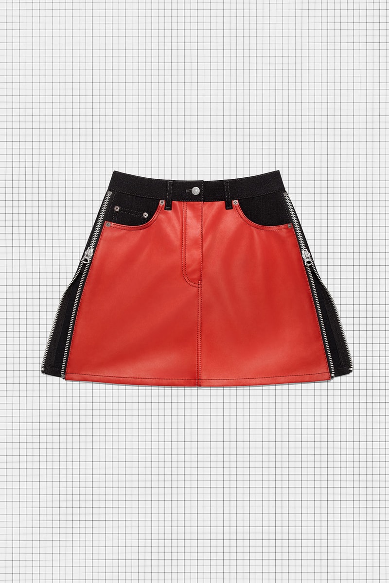 acne studios repurposed collection season 2 drop sustainable red leather black mini skirt