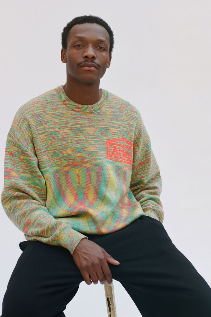 aries spring summer ss21 collection lookbook sweater knitwear black sweatpants