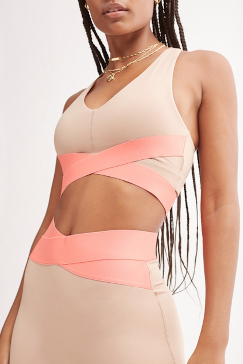 bandier le ore activewear sustainable private label sports bra leggings pink