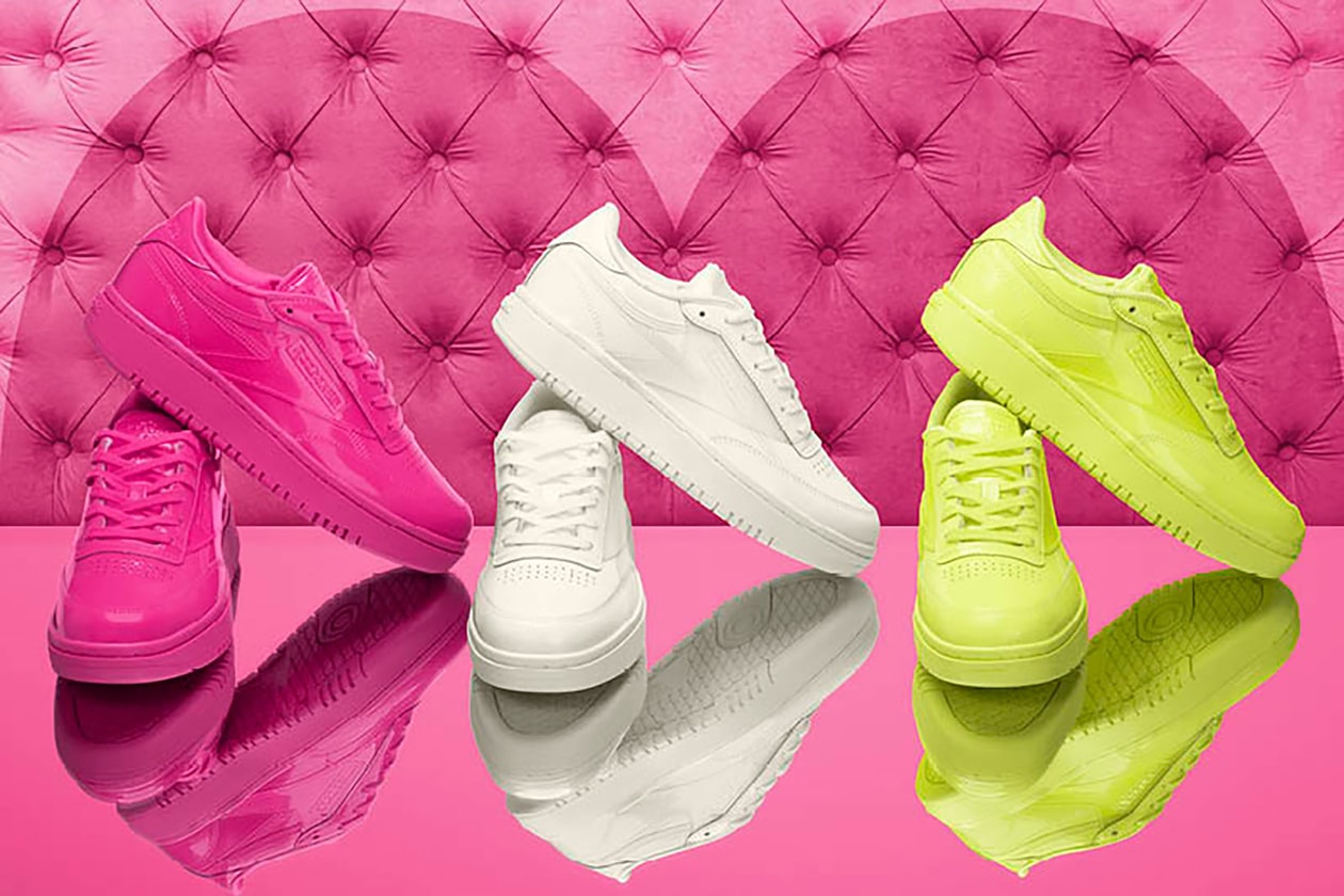 cardi b reebok coated club c double collaboration sneakers neon pink green footwear shoes sneakerhead