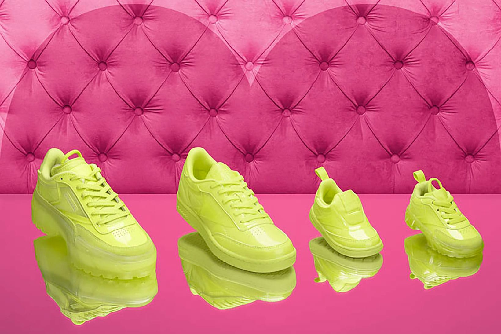 neon pink and green sneakers