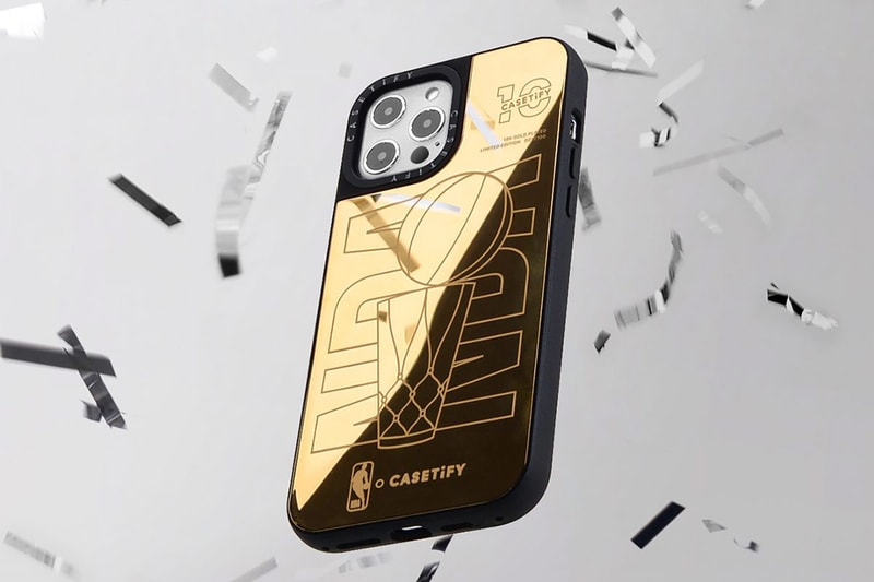 casetify nba national basketball association collaboration 18k gold plated mirror Larry O'Brien NBA Championship Trophy