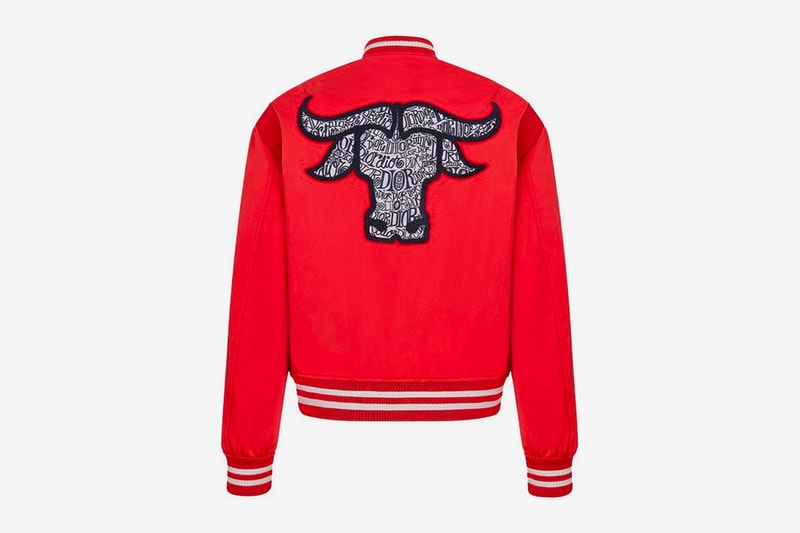 dior shawn stussy chinese lunar new year ox capsule collection bomber jacket red back