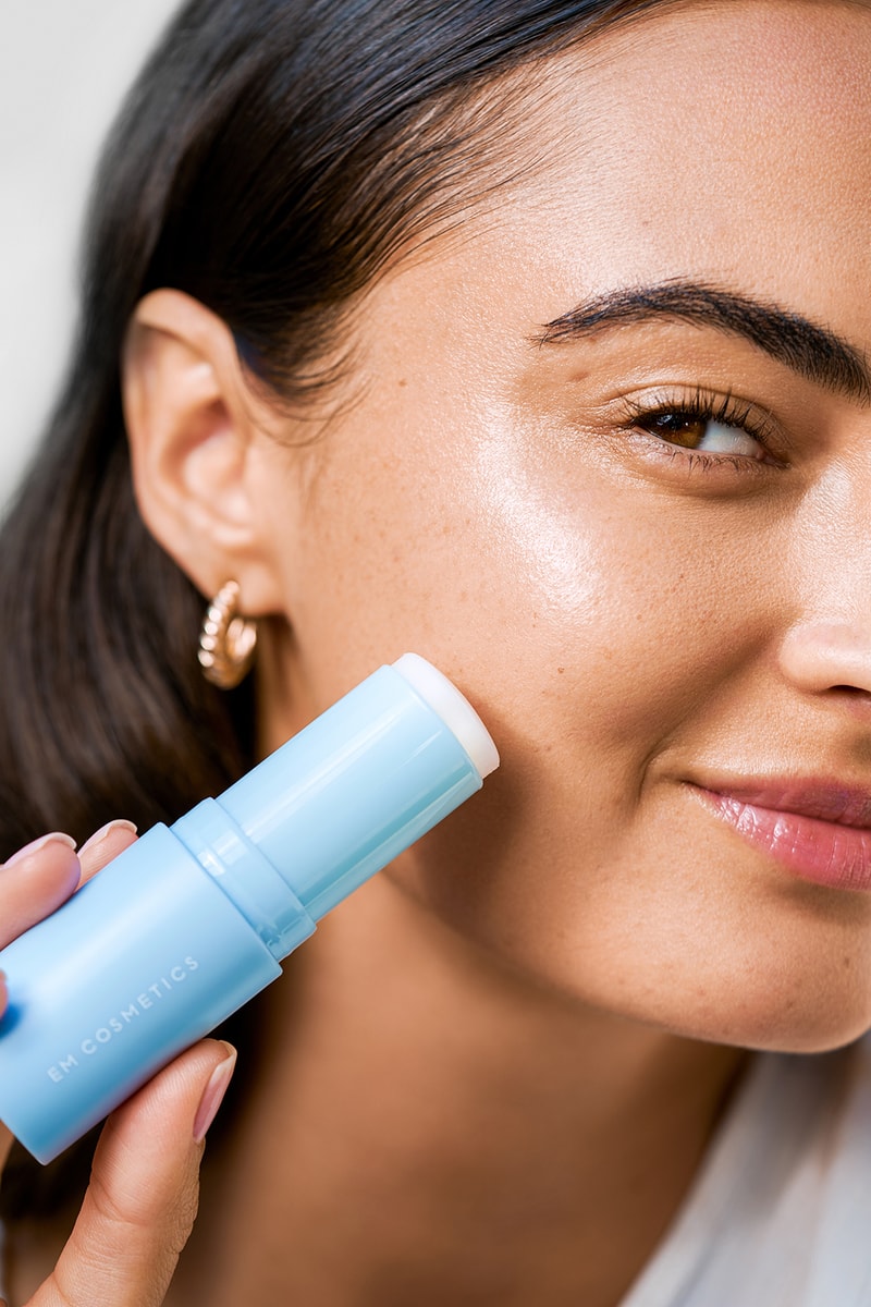 em cosmetics michelle phan face cuddle moisture balm skincare beauty blue gold earring