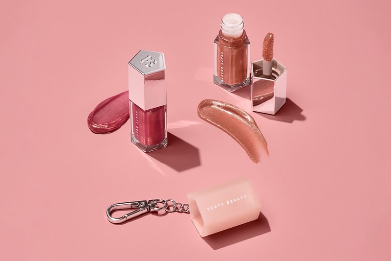 fenty beauty rihanna lip gloss bombs mini lip duo keychain holder pink makeup