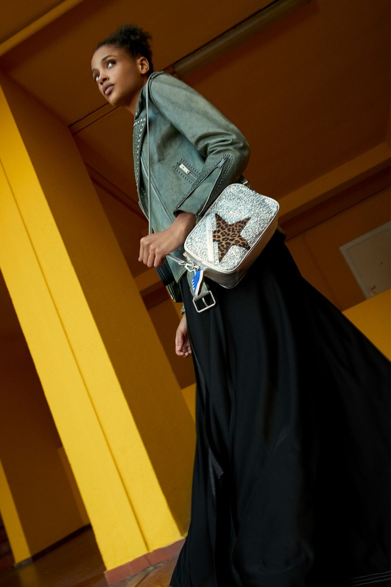 golden goose ggdb restar collection star bag crossbody biker jacket skirt