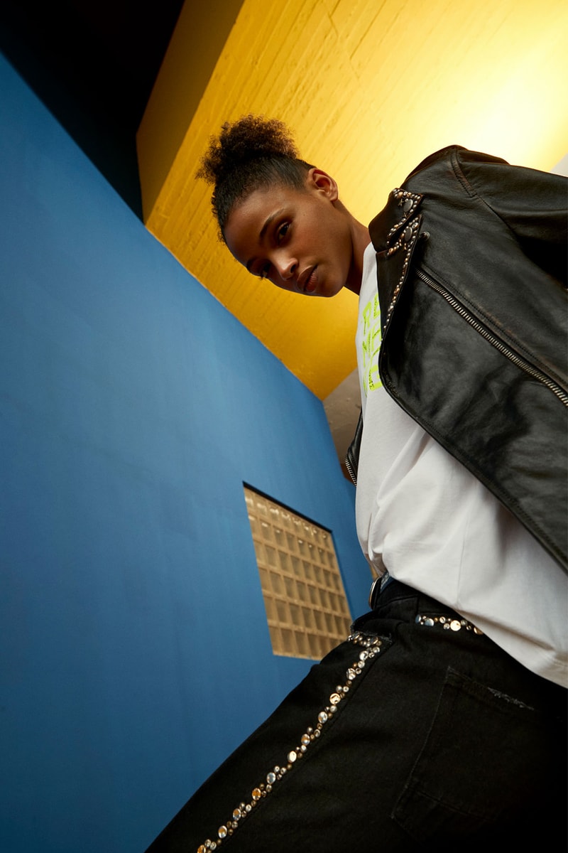 golden goose ggdb restar collection black leather rider jacket white tshirt