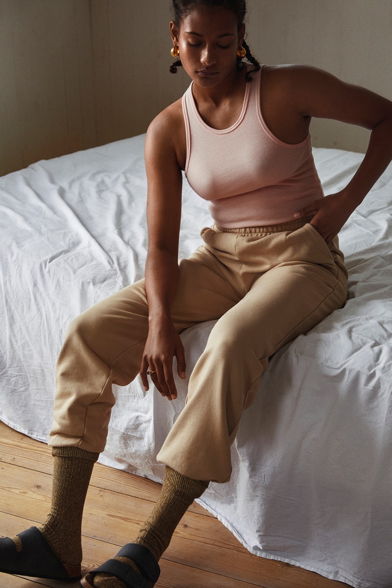 H2OFagerholt Rosewater Gang Light Khaki Tank Top Cream Doctor Sweatpants SS21 Collection Lookbook Campaign Loungewear Sportswear Activewear Danish Copenhagen Leisure Sports Brand Julie Bex Fagerholt