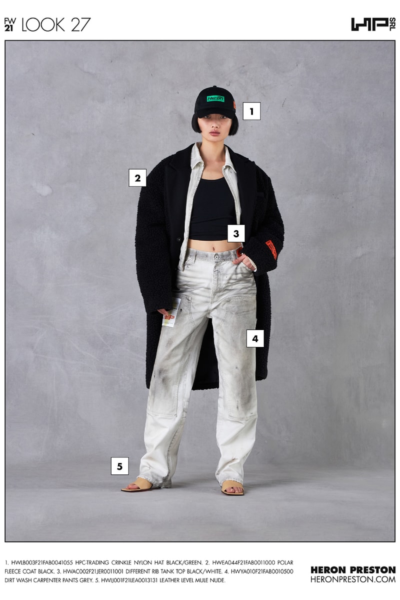 heron preston fall winter 2021 fw21 collection lookbook coat denim jeans
