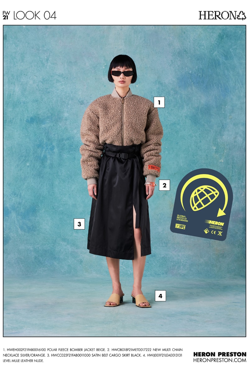 heron preston fall winter 2021 fw21 collection lookbook fleece jacket skirt