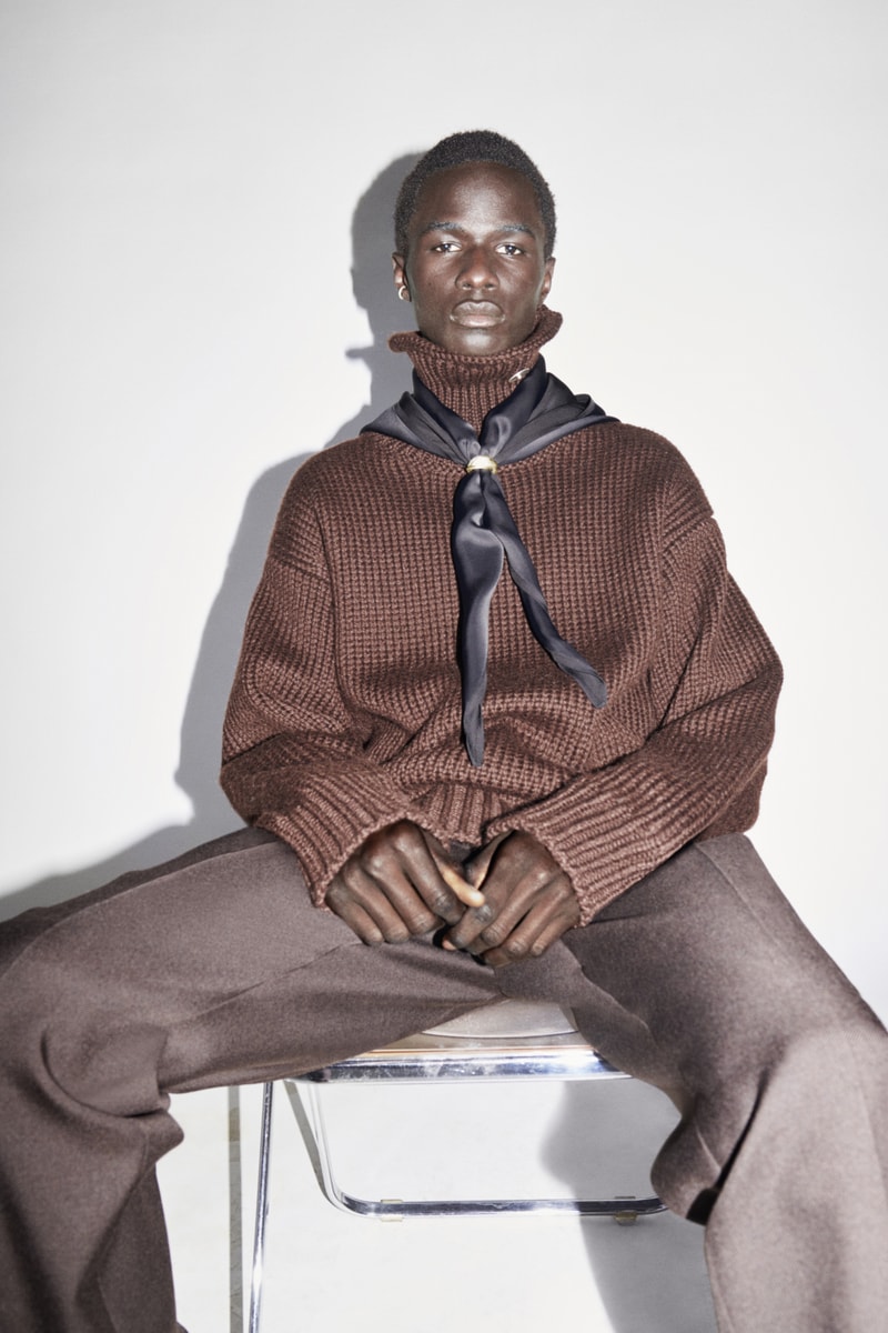 jil sander menswear fall winter fw21 collection lookbook knit sweater brown scarf
