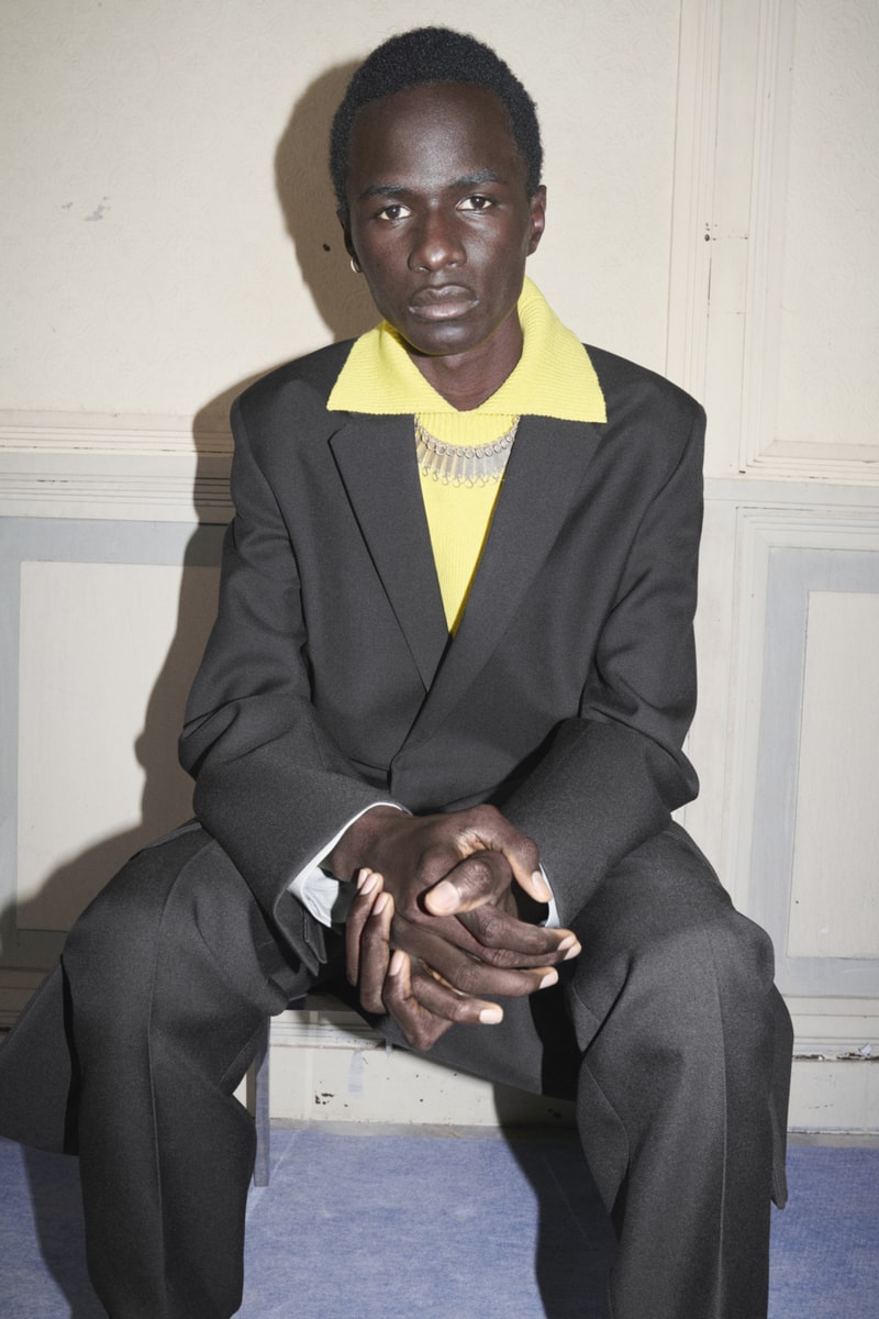 jil sander menswear fall winter fw21 collection lookbook black suit yellow sweater