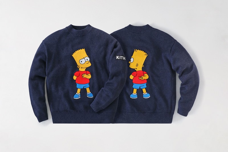the simpsons kith collaboration sweater bart indigo knitwear