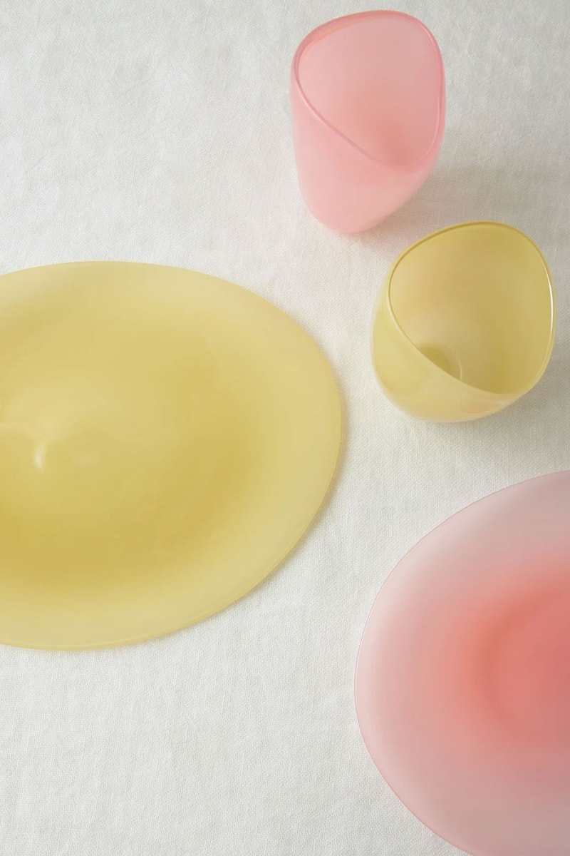 luxury designer home accessories decor tableware helle mardahl bon bon glass plates yellow pink